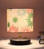 Black Metal Table Lamp With Floral Print Satin Shade