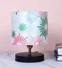 Black Metal Table Lamp With Butterfly Print Satin Shade