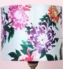 Black Metal Table Lamp With Carnation Print Satin Shade