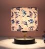 Black Metal Table Lamp With Butterfly Print Satin Shade