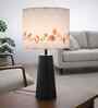 Black Metal Table Lamp with Floral Printed Fabric Shade for Living Room