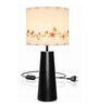 Black Metal Table Lamp with Floral Printed Fabric Shade for Living Room