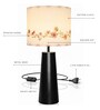 Black Metal Table Lamp with Floral Printed Fabric Shade for Living Room