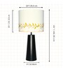 Black Metal Table Lamp with Leaf Printed Drum Shade