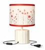 Black Metal Table Lamp with Leaf Printed Drum Shade