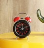 Black Metallic Designer Vintage Inspired With Nightlight Table Clock