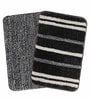 Black Geometric Microfibre 20x14 Inches AntiSkid Bath Mats (Set of 2)