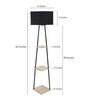 Triad Black Fabric Shade Shelf Floor Lamp With Wood & Metal Base