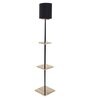 Triad Black Fabric Shade Shelf Floor Lamp With Wood & Metal Base