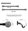 Black Mirror Mosaic Iron Expandable 1 Curtain Rod with Accessories ( 36 to 66 Inches)