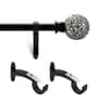 Black Mirror Mosaic Iron Expandable 1 Curtain Rod with Accessories ( 36 to 66 Inches)