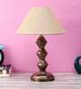 Black Natural Fiber Shade Table Lamp With Copper Base