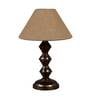Black Natural Fiber Shade Table Lamp With Copper Base