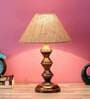 Black Natural Fiber Shade Table Lamp With Copper Base