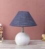 Black Natural Fiber Shade Table Lamp With White Base