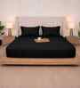 Black Onxy Solid 300 TC Pure Cotton King Fitted Bedsheet with 2 Pillow Covers