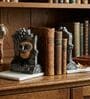 Black Owl Bookends with Marble Base set of 2