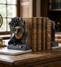 Black Owl Bookends with Marble Base set of 2