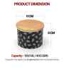 Black Paisley Printed Metal Airtight Containers With Wooden Lids Set Of 2