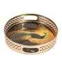 Black Peacock Set of Metal Tray Set of 2
