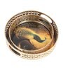 Black Peacock Set of Metal Tray Set of 2