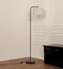Black Polished Modern Arc Floor Lamp with Adjustable Shade 6Ft Height with 12 inches Off White Drum Lampshade