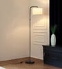 Black Polished Modern Arc Floor Lamp with Adjustable Shade 6Ft Height with 12 inches Off White Drum Lampshade