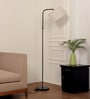 Black Polished Modern Arc Floor Lamp with Adjustable Shade 6Ft Height with 12 inches Off White Drum Lampshade