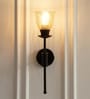 Black Polished Spacer Wall Lamp with Cup Crackled Glass Golden Luster