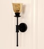 Black Polished Spacer Wall Lamp with Cup Crackled Glass Golden Luster