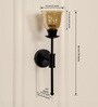 Black Polished Spacer Wall Lamp with Cup Crackled Glass Golden Luster