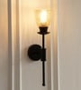 Black Polished Spacer Wall Lamp with Cup Crackled Glass Golden Luster