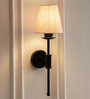 Black Polished Spacer Wall Lamp with Off White Shade