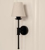 Black Polished Spacer Wall Lamp with Off White Shade