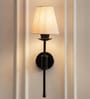 Black Polished Spacer Wall Lamp with Off White Shade