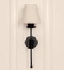Black Polished Spacer Wall Lamp with Off White Shade
