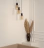 Black Polished Triple Hanging Pendant Light with Chimney Crackled Golden Glass