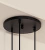 Black Polished Triple Hanging Pendant Light with Chimney Crackled Golden Glass