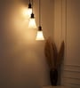 Black Polished Triple Hanging Pendant Light with Hammered Frost Glass