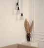 Black Polished Triple Hanging Pendant Light with Hammered Frost Glass