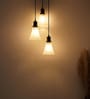 Black Polished Triple Hanging Pendant Light with Hammered Frost Glass