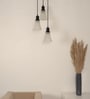 Black Polished Triple Hanging Pendant Light with Hammered Frost Glass