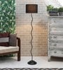 Black Fabric Shade Floor Lamp with Black Base