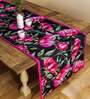Jewel Floral (78x12) Black & Pink Poly Cotton Table Runner