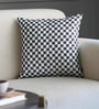 Black Geometric Poly Cotton 16 x 16 Inches Cushion Cover
