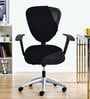 Black Polycotton Solid 18 x 18 Inches Elastic Stretchable Office Chair Covers (2 Pcs