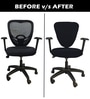 Black Polycotton Solid 18 x 18 Inches Elastic Stretchable Office Chair Covers (2 Pcs