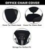 Black Polycotton Solid 18 x 18 Inches Elastic Stretchable Office Chair Covers (2 Pcs