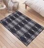Black Polyester Geometrical 4 x 6 Feet Machine Made Carpet