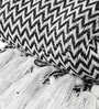 Black Polyester 98x67 Chevron Throw with Tassels